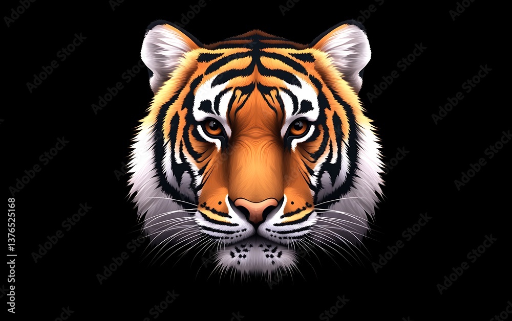 Obraz premium Tiger Head Portrait Black