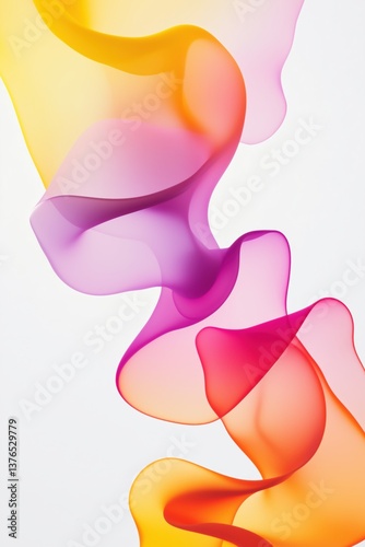 Dynamic flowing abstract shapes in yellow, red, and purple on a crisp white backdrop, perfect for elegant digital art and wallpapers