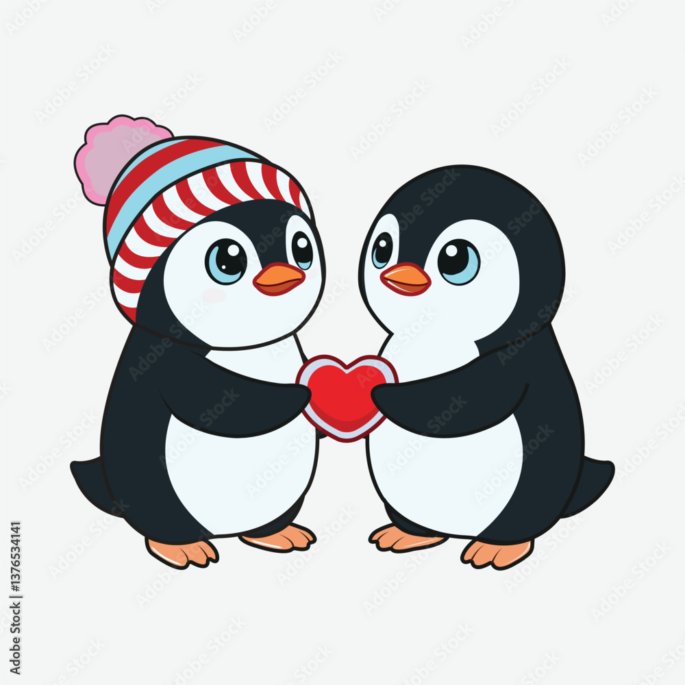 Fototapeta premium Penguin vector penguin with love balloon vector couple penguin vector single penguin vector penguin hold ice cream vector family penguin vector cartoon penguin vector. 