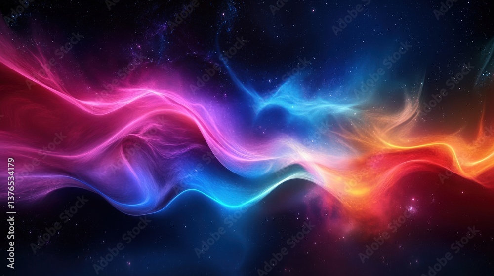 Fototapeta premium Colorful abstract wave patterns digital art cosmic environment aesthetic viewpoint creative concept