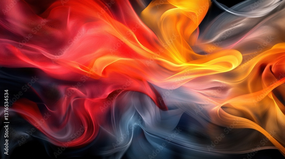 Fototapeta premium Vivid flames in motion creative abstract digital visualization
