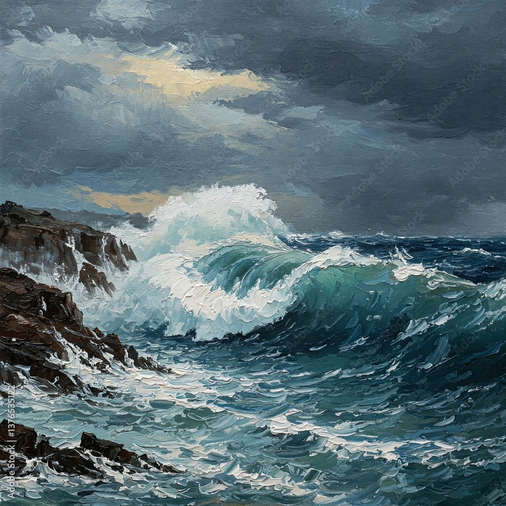 Fototapeta premium Turbulent Marine Storm In Expressive Style