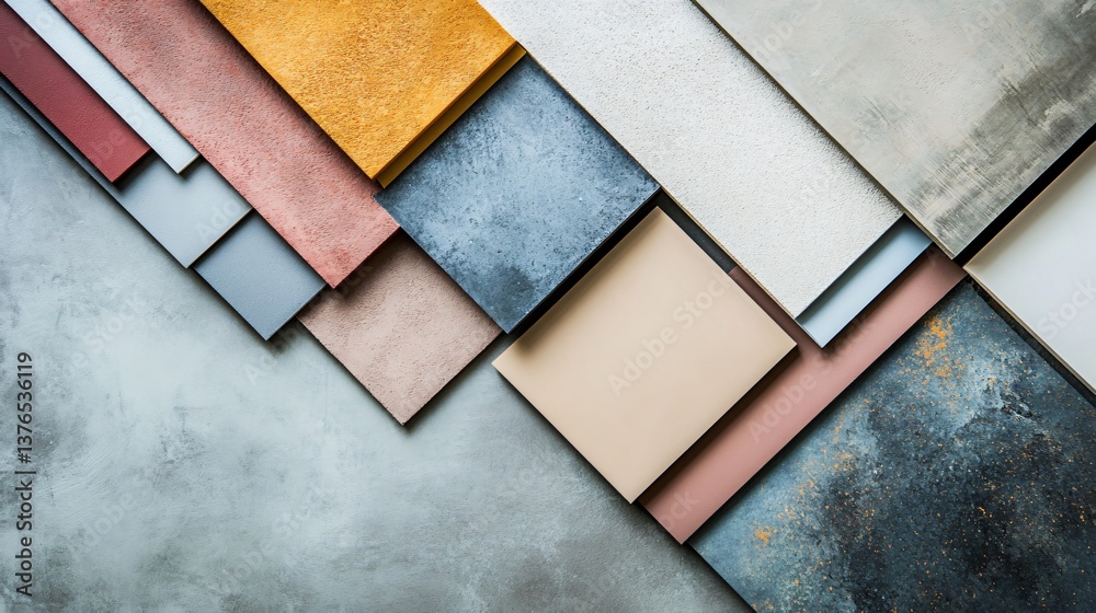 Fototapeta premium A luxurious arrangement of premium plastering materials, elegant color palette, isolated background