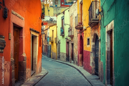 Fototapeta Naklejka Na Ścianę i Meble -  Guanajuato: Explore the Charming Aged Streets of This European-Inspired Town with Colorful Architecture