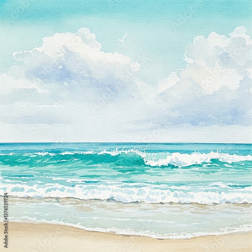 Dreamy Sea Edge Painted In Light Colors