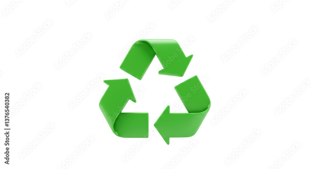 Isolated Glossy Green Recycling Symbol with Triangular Arrows Isolated Glossy Green Recycling Symbol with Triangular Arrows