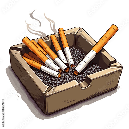 Cigarettes in an ashtray symbolizing World No Tobacco Day  