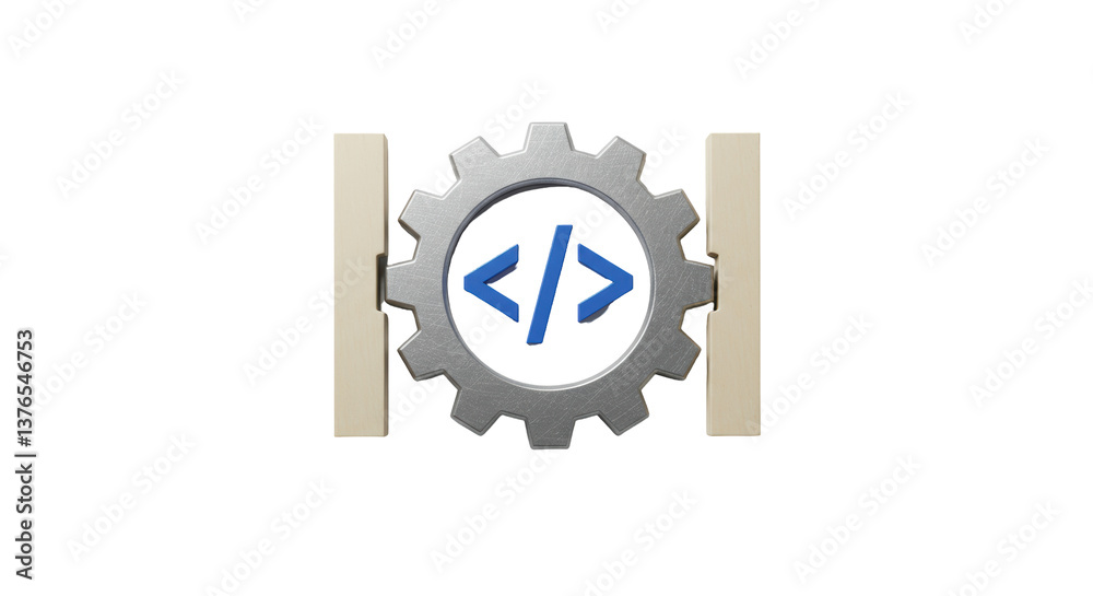 Isolated </> Code Gear with Bars Isolated </> Code Gear with Bars
