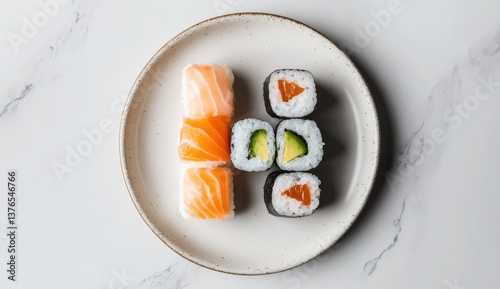 Fresh Sushi Variety on a Plate photo