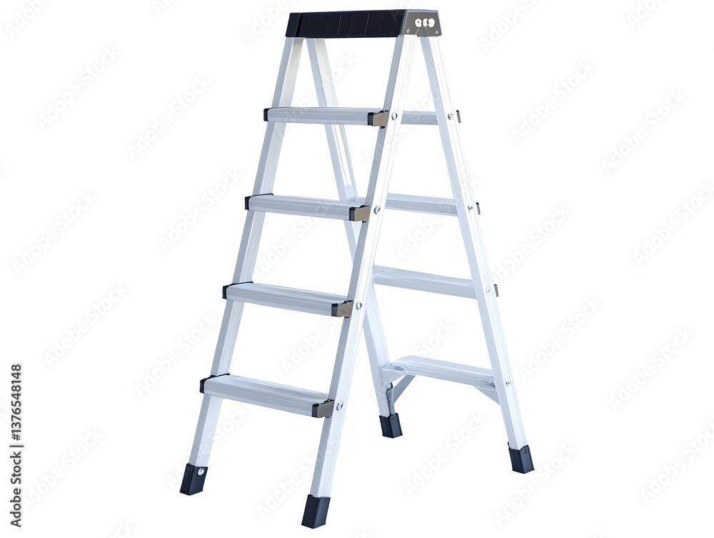 Foldable aluminum stepladder isolated on transparent background Foldable aluminum stepladder isolated on transparent background
