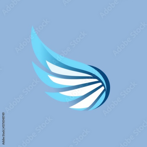 a modern graphical logo featuring a sleek and abstract wing