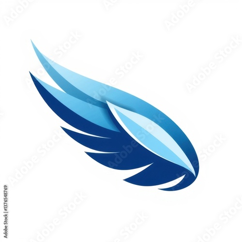 a modern graphical logo featuring a sleek and abstract wing