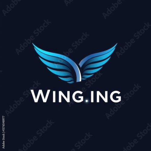 a modern graphical logo featuring a sleek and abstract wing