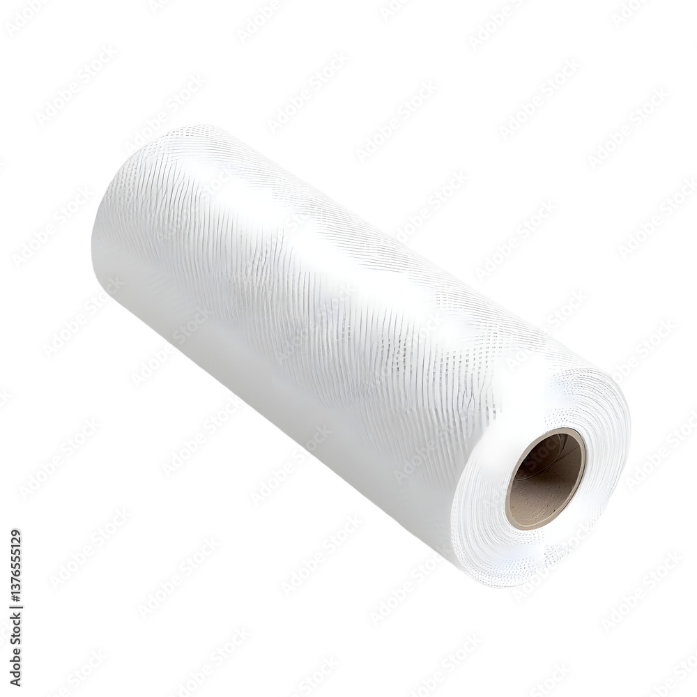 Fototapeta premium White roll of textured paper towel on a clean background showcasing its practical household use&nbsp;