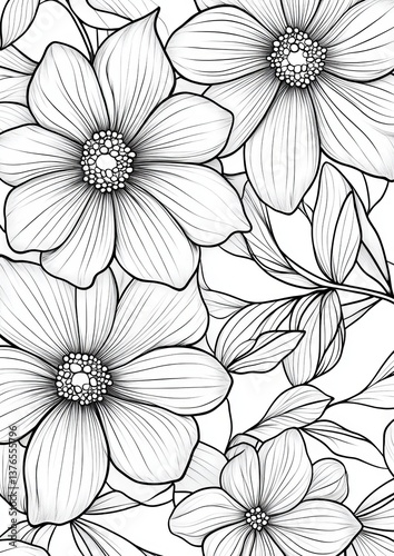 Wallpaper Mural Flower Coloring Page Torontodigital.ca