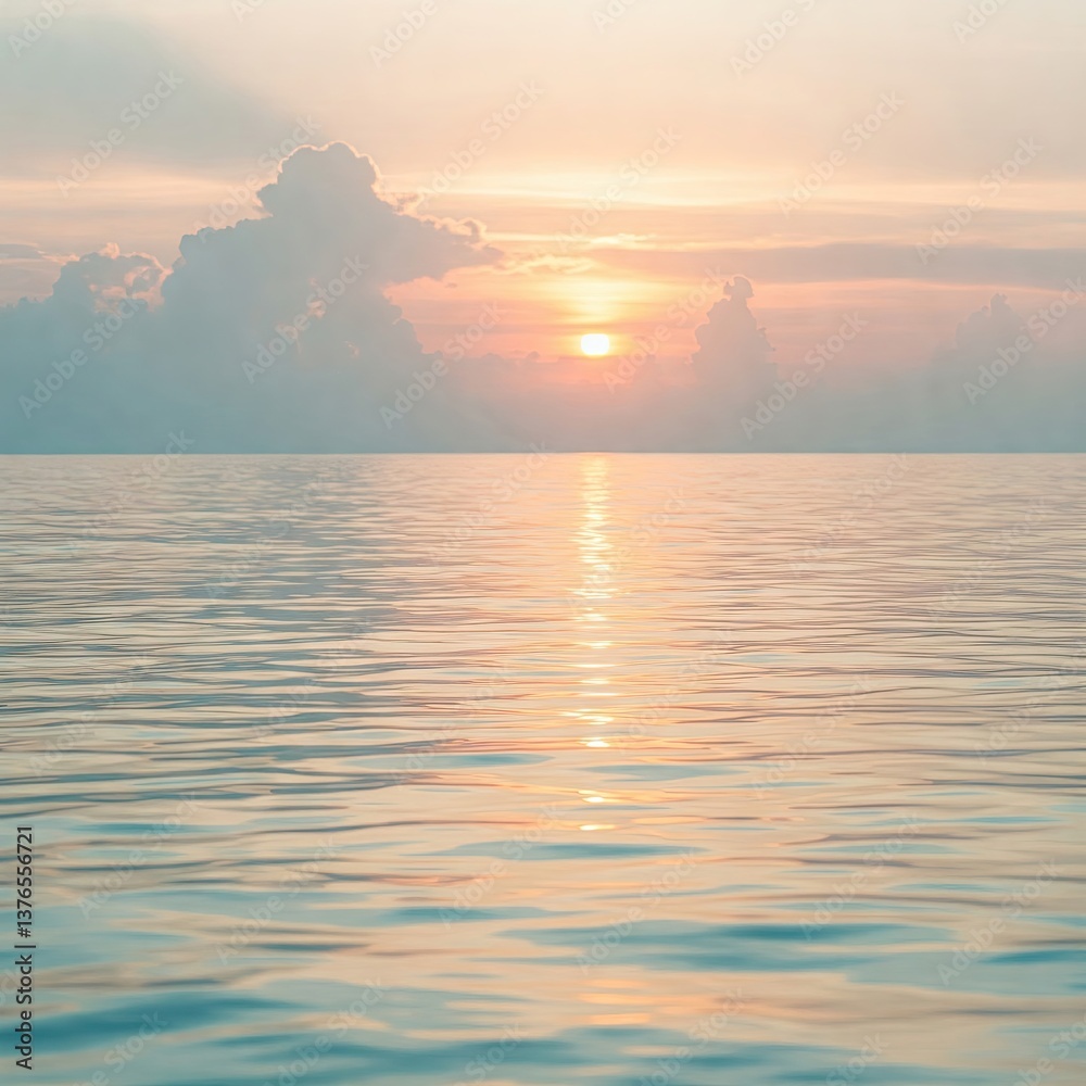 Naklejka premium Delicate Sky and Water Morning Scene