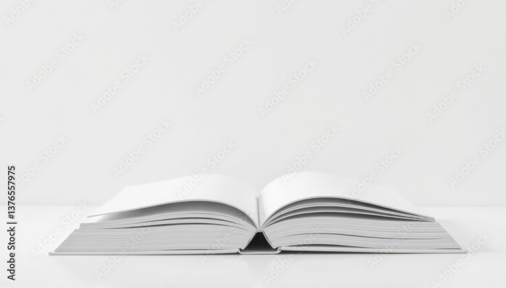 Simple white background with blank pages stacked vertically , empty spaces, blank books Simple white background with blank pages stacked vertically , empty spaces, blank books