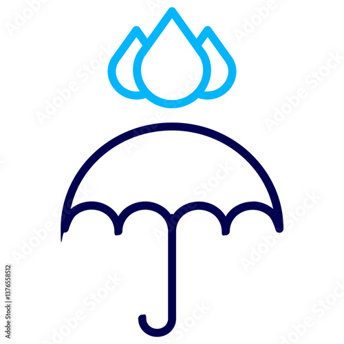 Rain Umbrella Outline Color icon