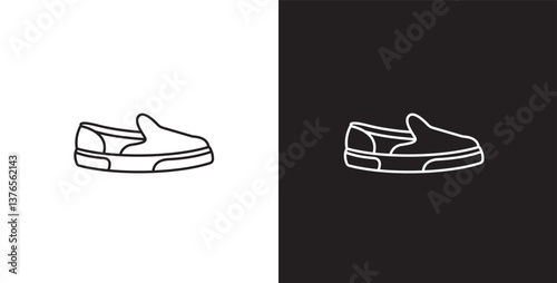 Line icon of men's shoes. Vector illustration icon of modern and classic men's sneakers. Fashion icon on black and transparent background. Fashion icon.