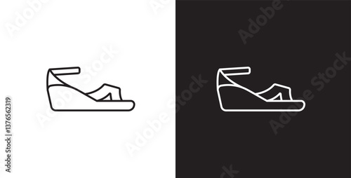 Women shoes line icon. Sandal shoes vector illustration icon. Fashion icon with editable stroke on black and transparent background. Fashion icon.