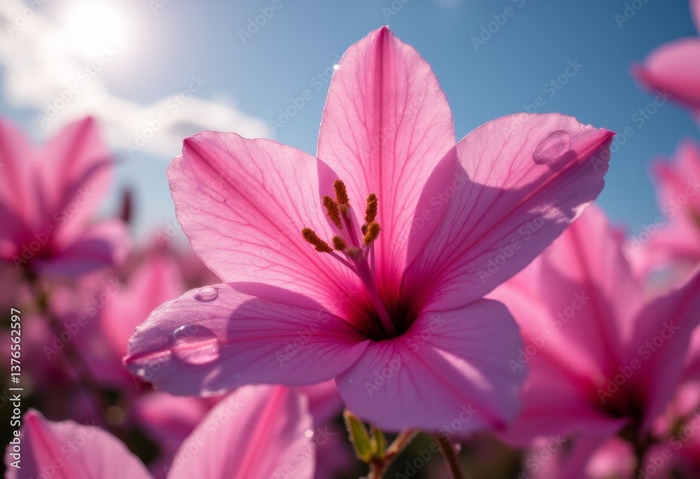 Fototapeta premium A close up of a pink flower with water droplets on it