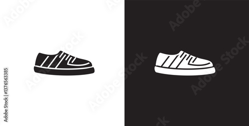 Icon of men's short shoes. Vector illustration icon of modern and classic men's sneakers. Fashion icon on black and transparent background. Fashion icon.