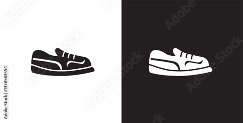 Icon of men's short shoes. Vector illustration icon of modern and classic men's sneakers. Fashion icon on black and transparent background. Fashion icon.