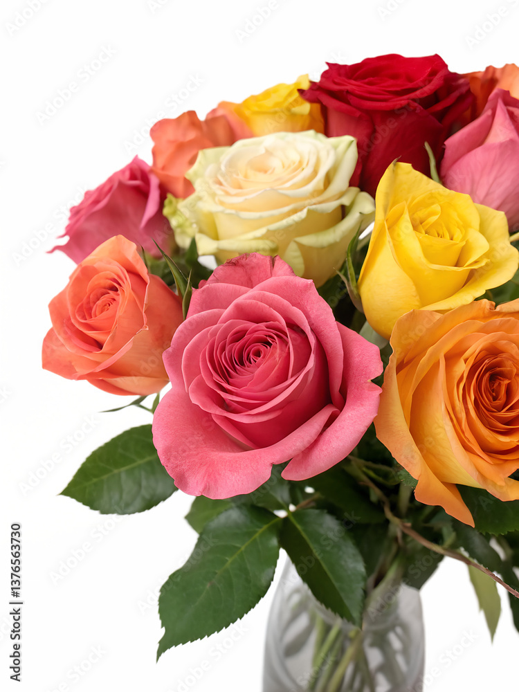 Lush Bouquet of Mixed Roses on Transparent Background Lush Bouquet of Mixed Roses on Transparent Background