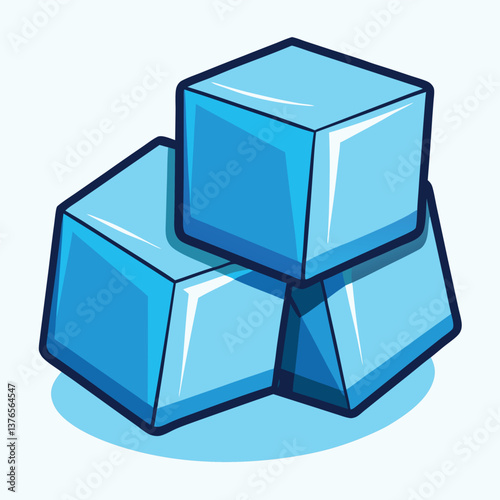 Stack of cartoon ice cubes, perfect for drinks or winter themes.