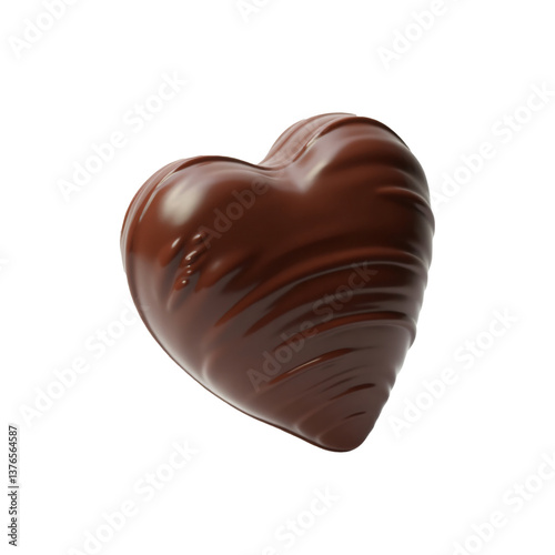 3D heart truffle of brown chocolate