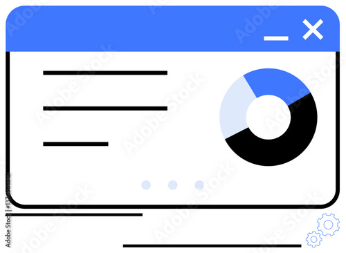 Dashboard interface with a circular pie chart and text list panels for data visualization and analysis. Ideal for analytics, business, statistics, presentation, workflow, technology, and user