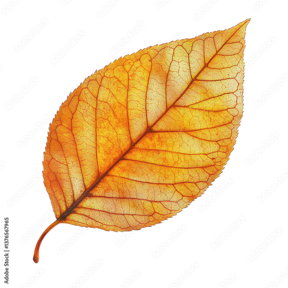 Obraz premium olden leaf in vibrant colors with high detail and soft lighting