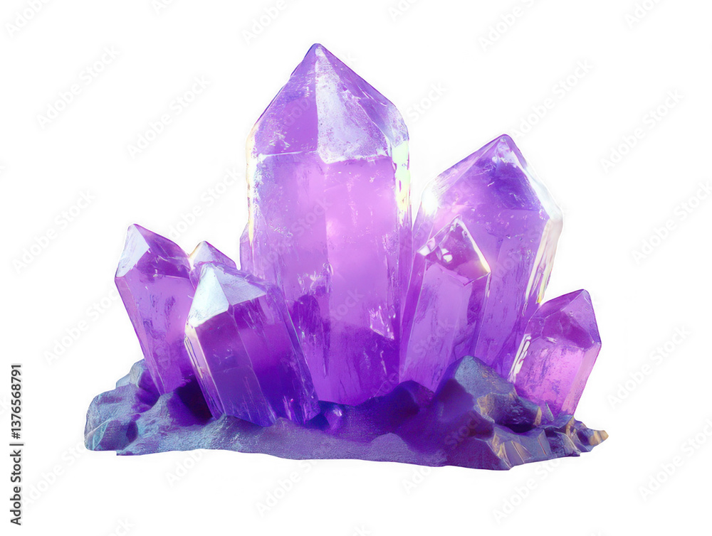 Purple game crystal gemstone isolated on white background Purple game crystal gemstone isolated on white background