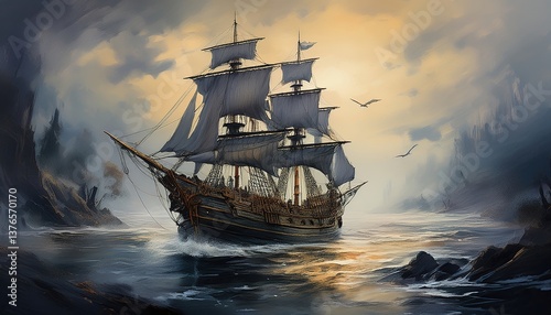 Wallpaper Mural Gothic Storm Embraces a Doomed Vessel Torontodigital.ca