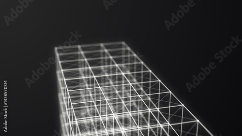 Abstract cube pattern structure. Futuristic halftone wallpaper or background texture. Modern and digital backdrop. Big data visualization. 3D rendering.