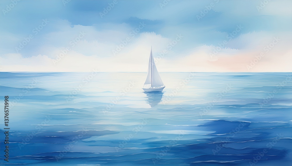 Obraz premium Gentle Tides Beneath Soft Sky Tints