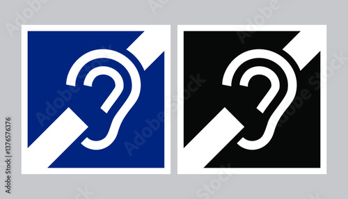 Deaf Symbol Vector, Deafness Symbol, Hearing Disability Awareness Icon