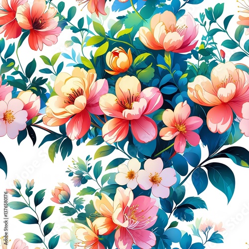 Pattern with flowers in vector style. Packaging and wallpaper.