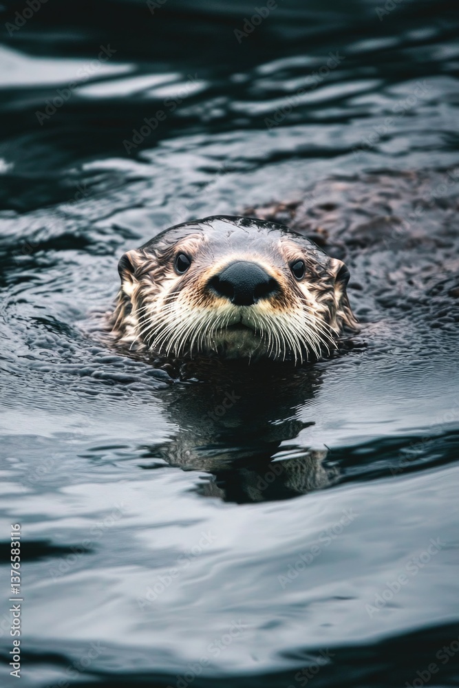 Fototapeta premium Otter Swimming Underwater