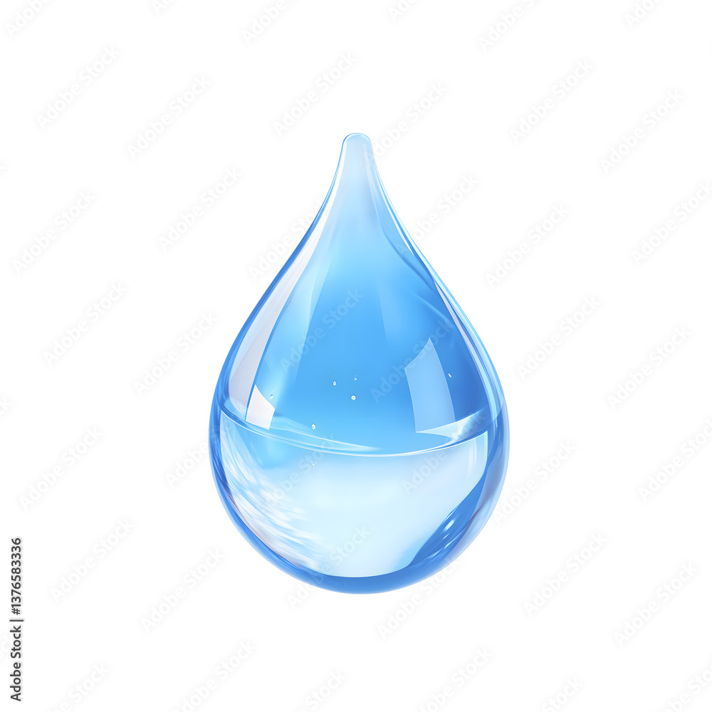 Stunning 3D Render of a Single Blue Water Drop, Clean Design Element Stunning 3D Render of a Single Blue Water Drop, Clean Design Element