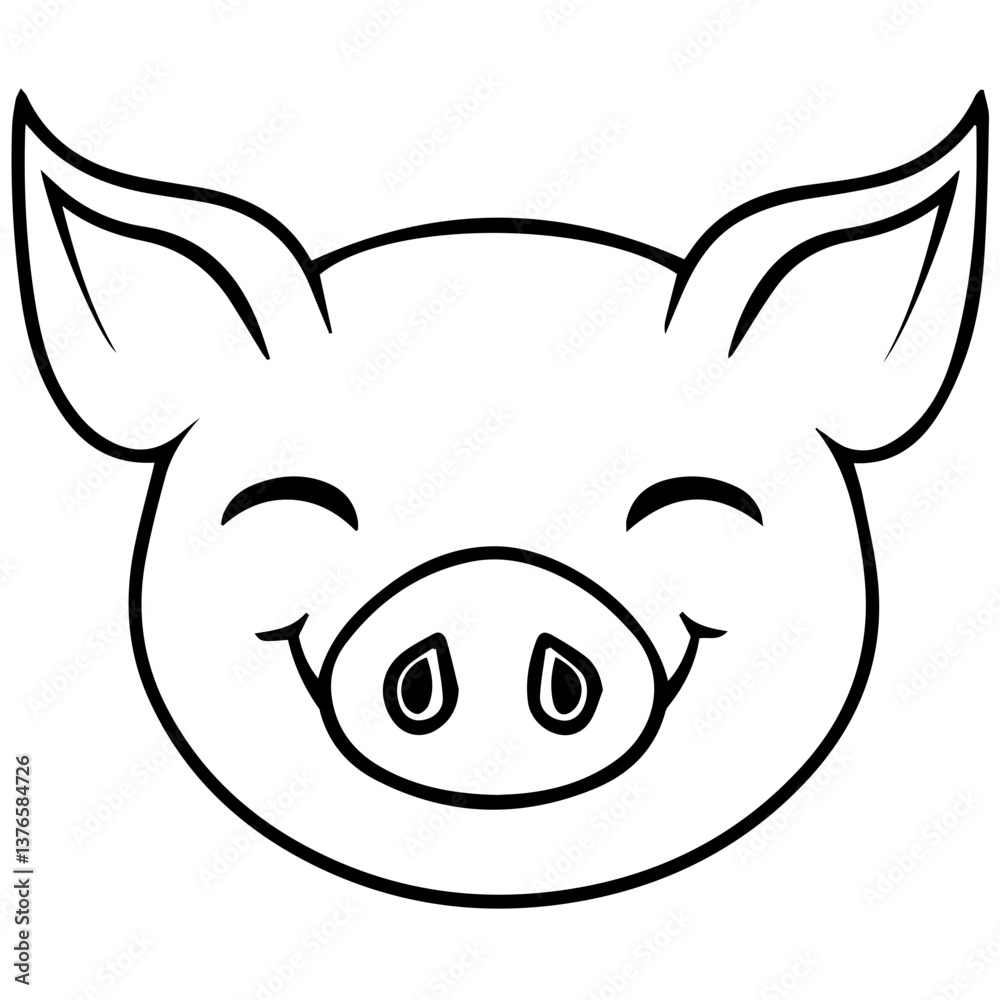 Pig head icon, line style
Pig head icon, line style