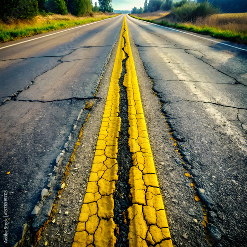 yellow line on asphalt
