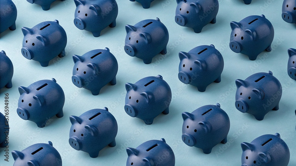 custom made wallpaper toronto digitalPattern of light navy  blue piggy banks symbolizing savings and financial security