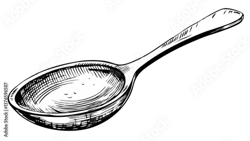 Vintage teaspoon illustration in detailed black and white  