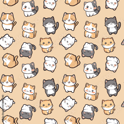 seamless pattern of cute adorable cats