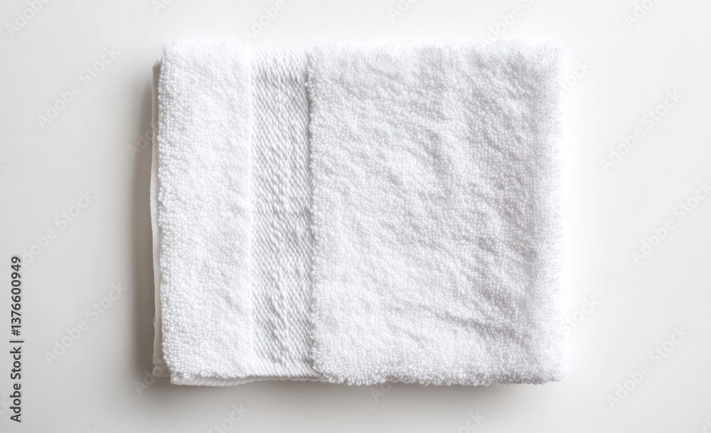 White Terry Towel Folded Neatly on a Clean Background for Hygiene White Terry Towel Folded Neatly on a Clean Background for Hygiene