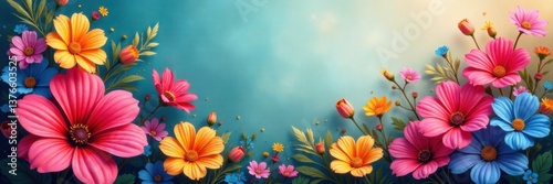 Colorful background with multicolored flowers, multicolored, nature