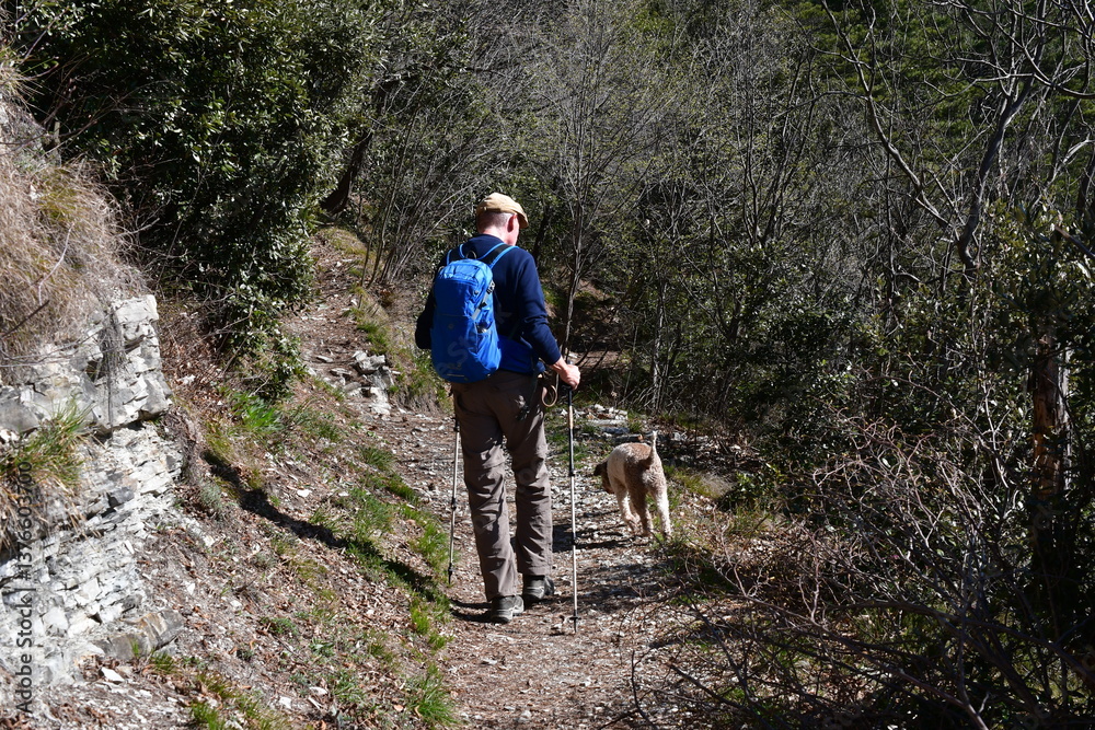 Ann und sein Lagotto Romagnolo wandern bei Tignale oberhalb vom Gardasee