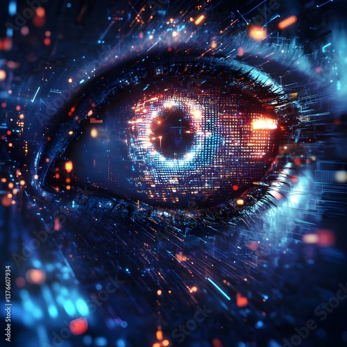 Obraz na płótnie Digital eye futuristic technology artificial intelligence vision concept artwork design w salonie