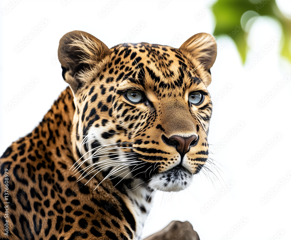 Fototapeta premium White background, a leopard